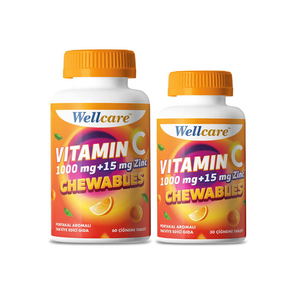 Wellcare Vitamin C 1000 mg + 15 mg Zinc 30 Çiğneme Tableti