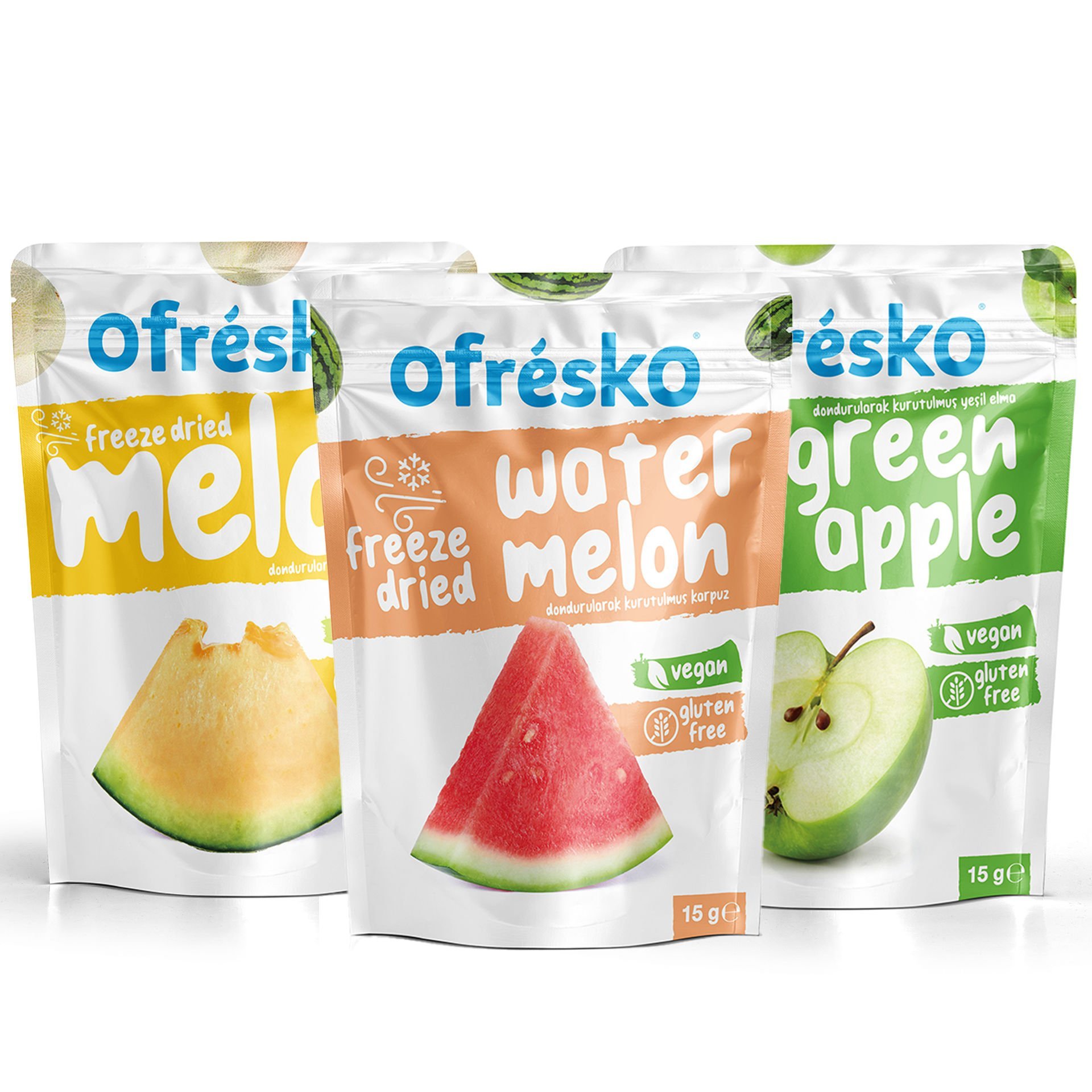 Ofrésko Mix Freeze Dry - Dondurularak Kurutulmuş  Kavun, Karpuz, Yeşi̇l Elma