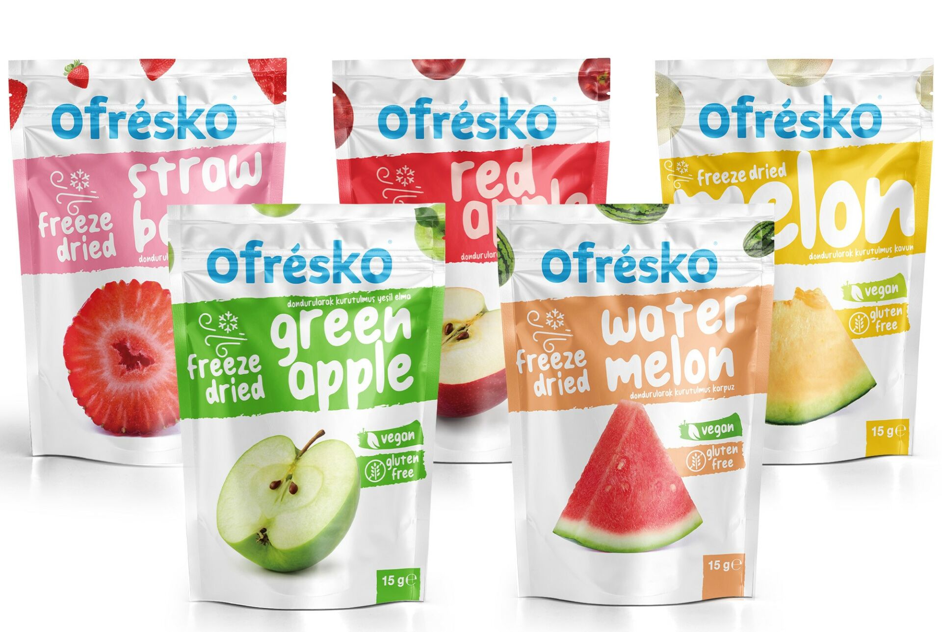 Ofrésko Mix Freeze Dry - Dondurularak Kurutulmuş Y. Elma, K. Elma, Kavun, Karpuz, Çi̇lek