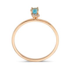 0.18 Karat Blue Topaz Pırlanta Yüzük