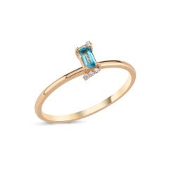 0.18 Karat Blue Topaz Pırlanta Yüzük