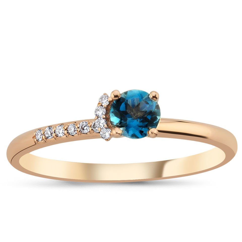 0.33 Karat London Blue Topaz Pırlanta Yüzük