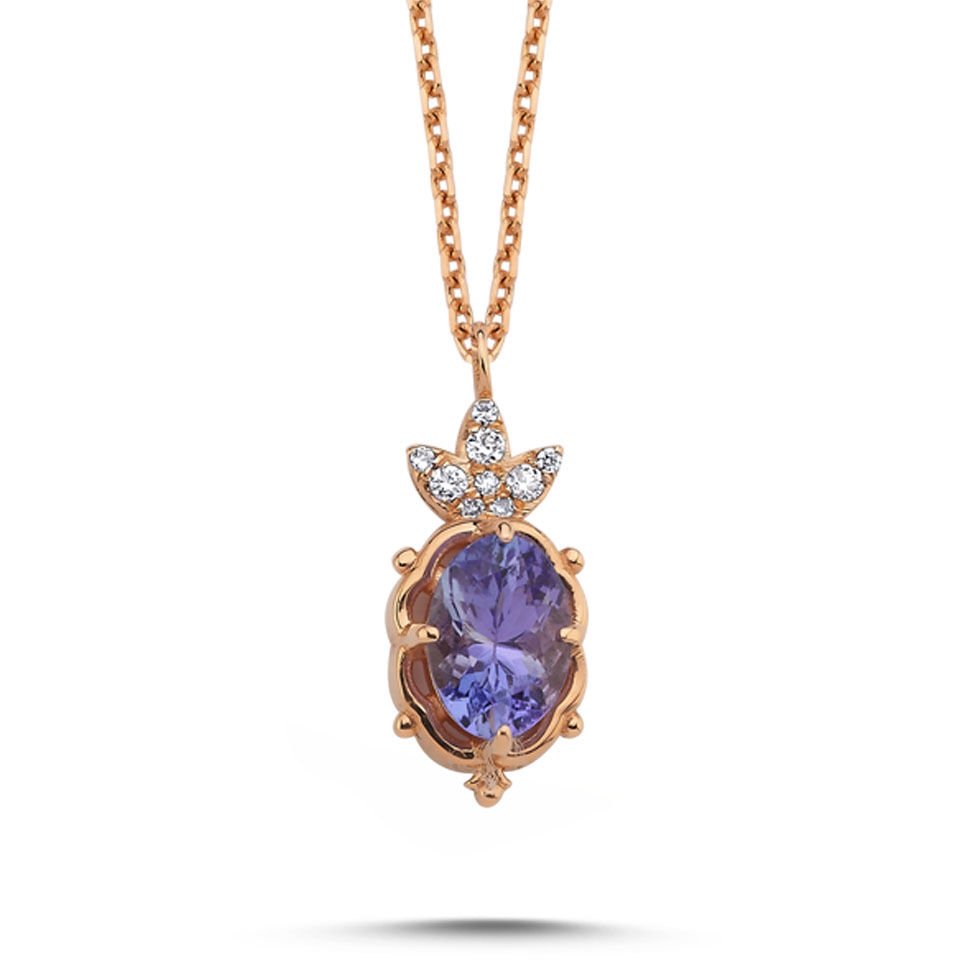 0.87 Karat Tanzanite Pırlanta Kolye