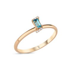 0.16 Karat Blue Topaz Pırlanta Yüzük