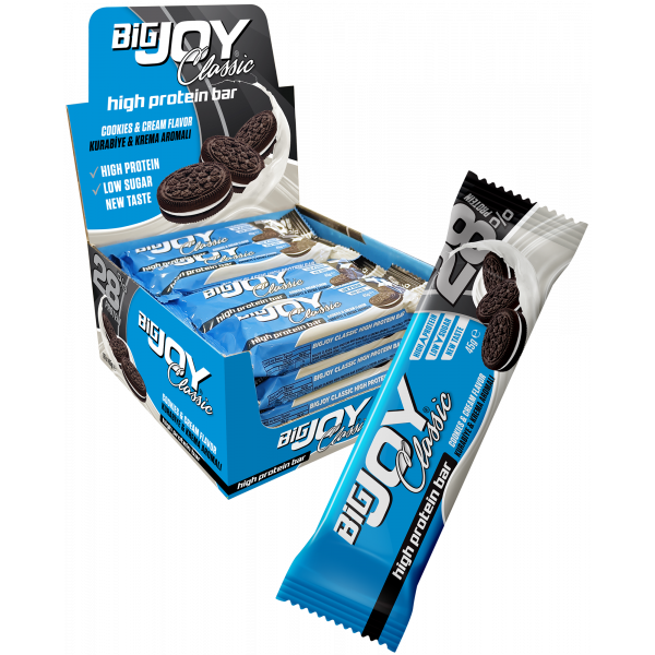 Bigjoy Classic High Protein Bar Cookies & Cream 45g x 16 Adet