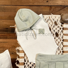 Yeşil Detaylı 3'lü Erkek Yenidoğan Tulum Set