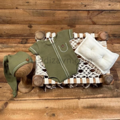Yeşil Yenidoğan Erkek Tulum Set
