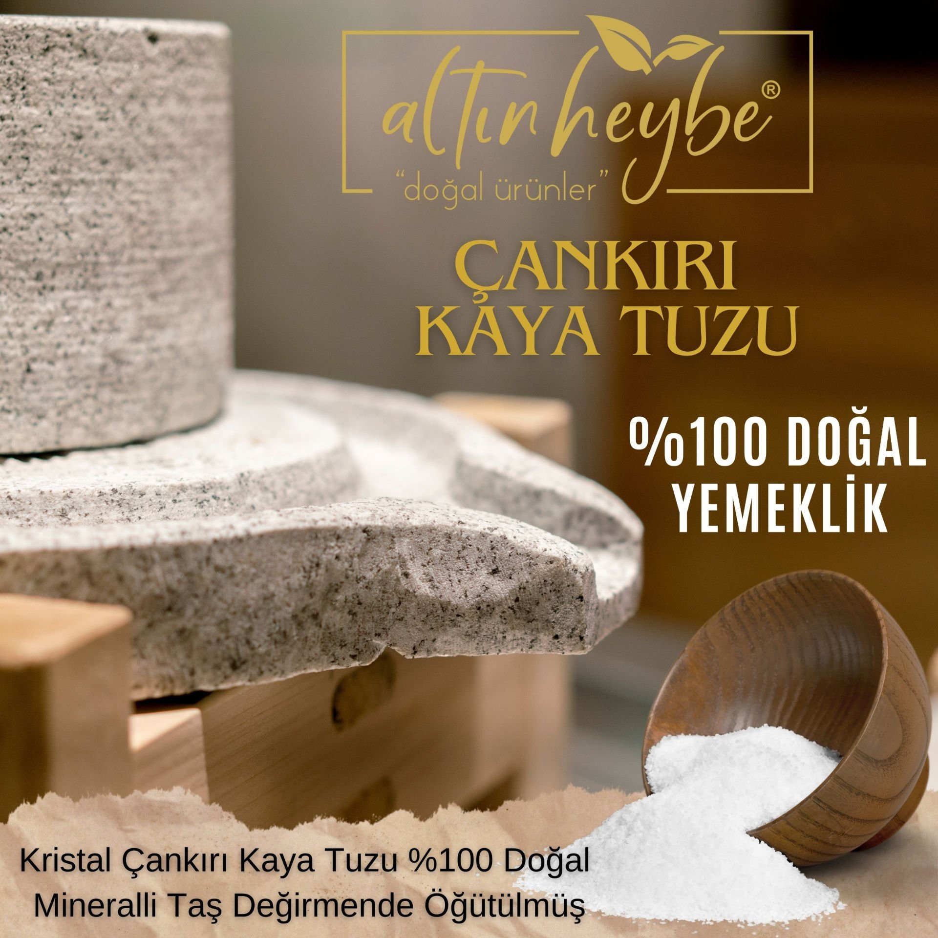 Yemeklik Kristal Çankırı Kaya Tuzu %100 Doğal Mineralli Taş Değirmende (Öğütülmüş) 1 kg