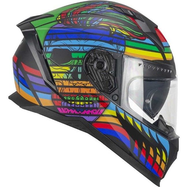 CGM 311X BLAST SKULL Tam Kapalı Motosiklet Kaskı Siyah Mavi Kırmızı mat