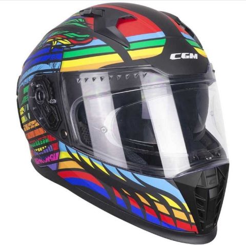 CGM 311X BLAST SKULL Tam Kapalı Motosiklet Kaskı Siyah Mavi Kırmızı mat