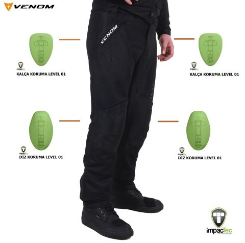 Venom Urban Fileli  Motosiklet Pantolonu Siyah