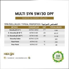 HEXON MULTI SYN DPF 5W-30 Tam Sentetik Motor Yağı - 4 LT