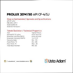 PROLUX 20W-50 Motor Yağı - 3 lt