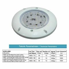 Superpool SMD 30W RGB Led Sıva Üstü Havuz Lambası (2 Kablolu)