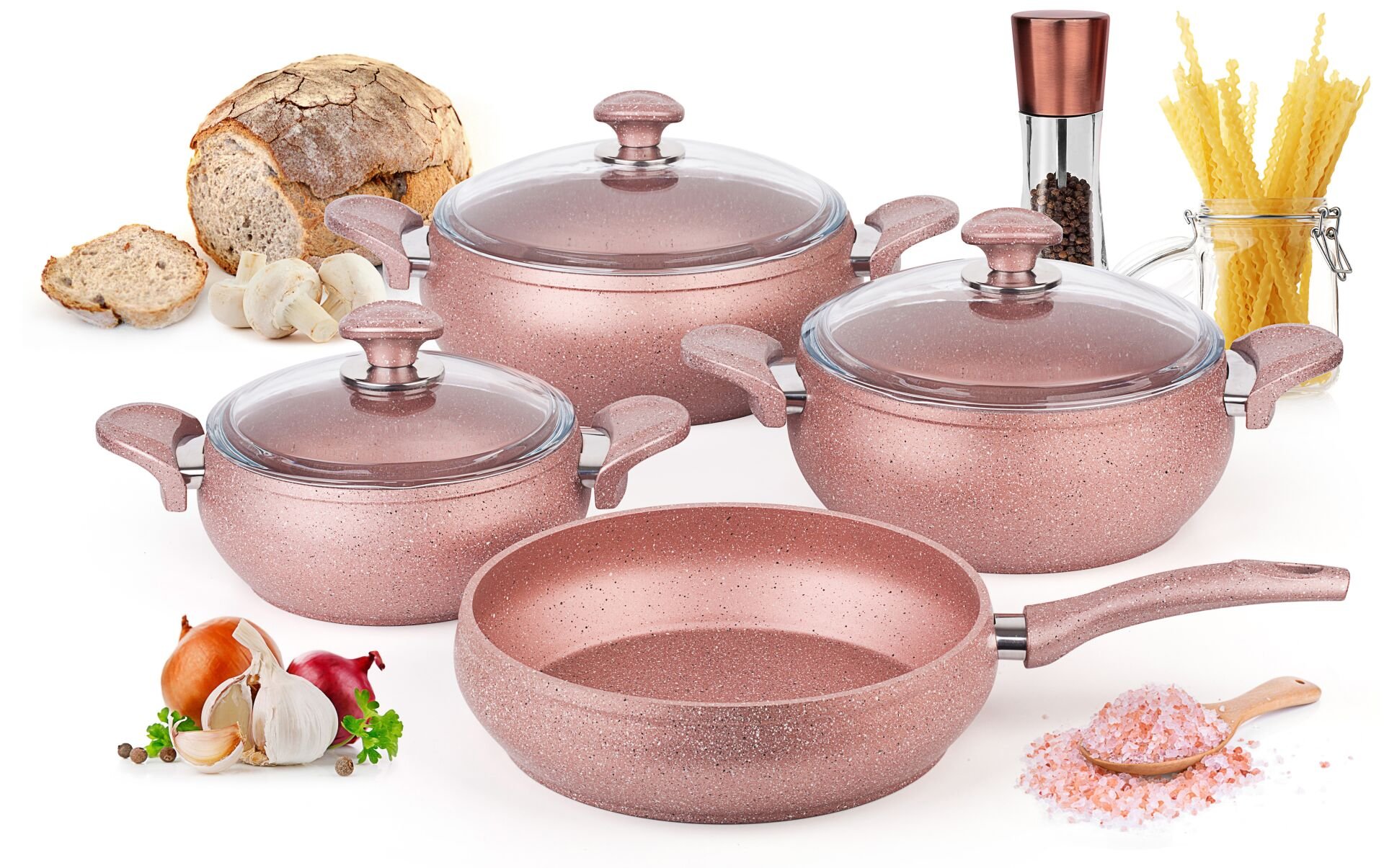 GRANİT GÜVEÇ 7 PARÇA SET ROSEGOLD