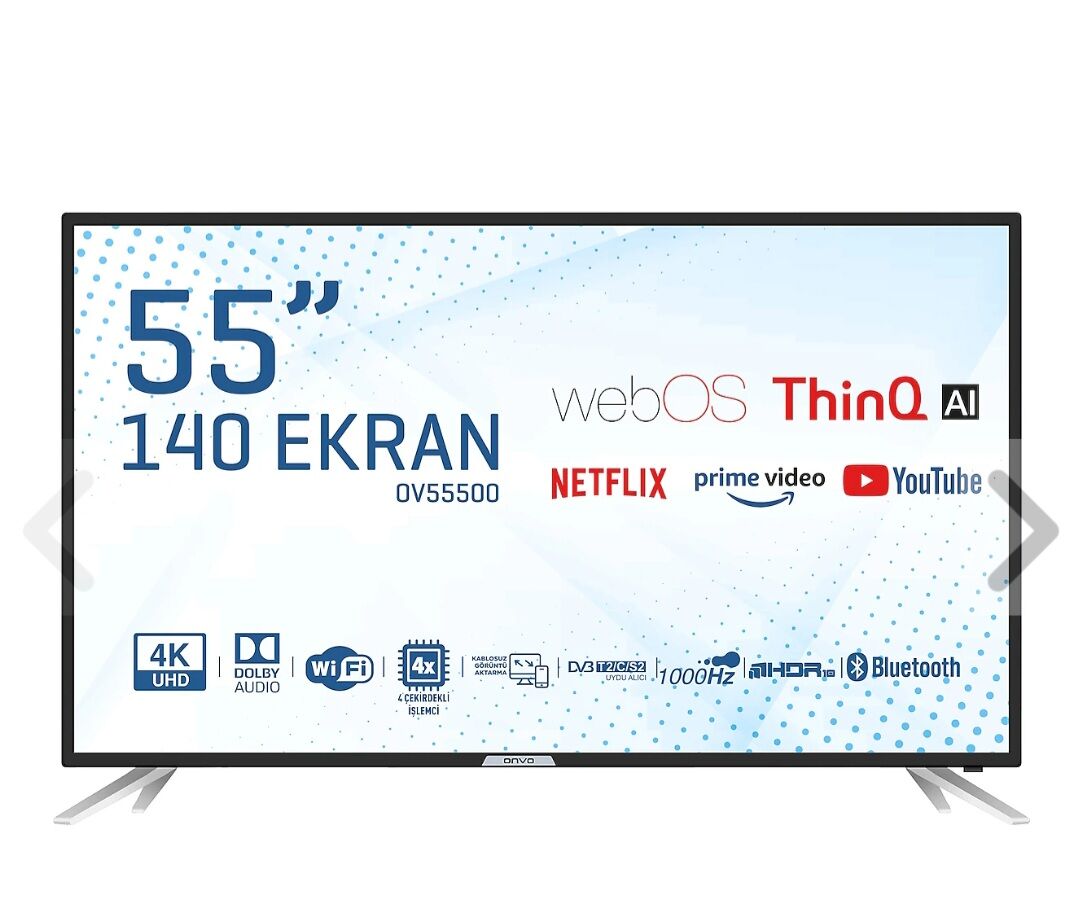 Onvo OV55500 4K Ultra HD 55'' 140 Ekran Uydu Alıcılı webOS Smart LED TV