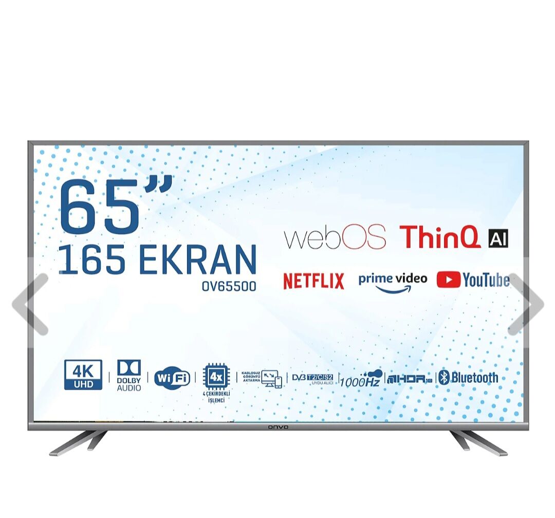 Onvo OV65500 4K Ultra HD 65'' 165 Ekran Uydu Alıcılı webOS Smart LED TV