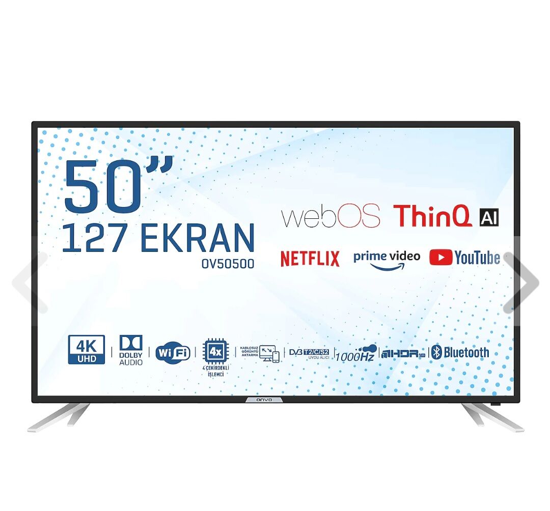 Onvo OV50500 4K Ultra HD 50'' 127 Ekran Uydu Alıcılı webOS Smart LED TV