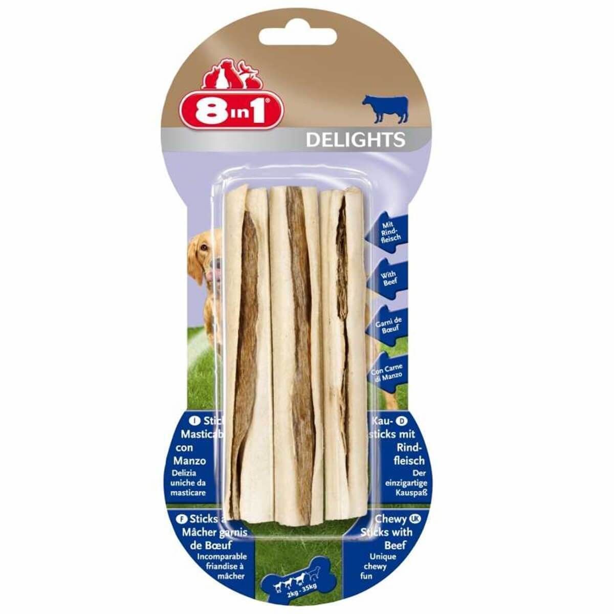 8in1 Delights Sticks Biftekli Çubuk Köpek Ödül Maması 75gr