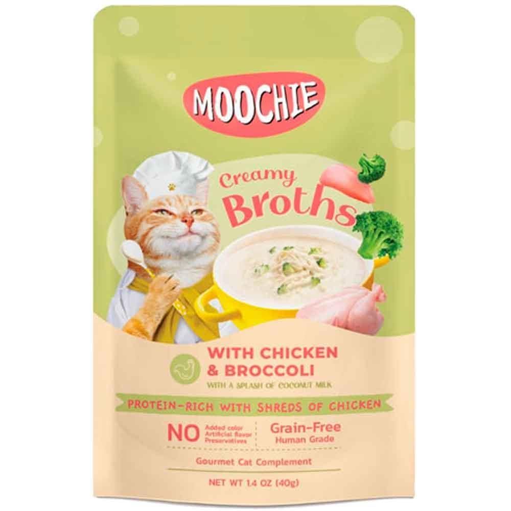 MOOCHIE Parça Tavuk Etli ve Brokolili Tahılsız Kedi Çorbası 40gr