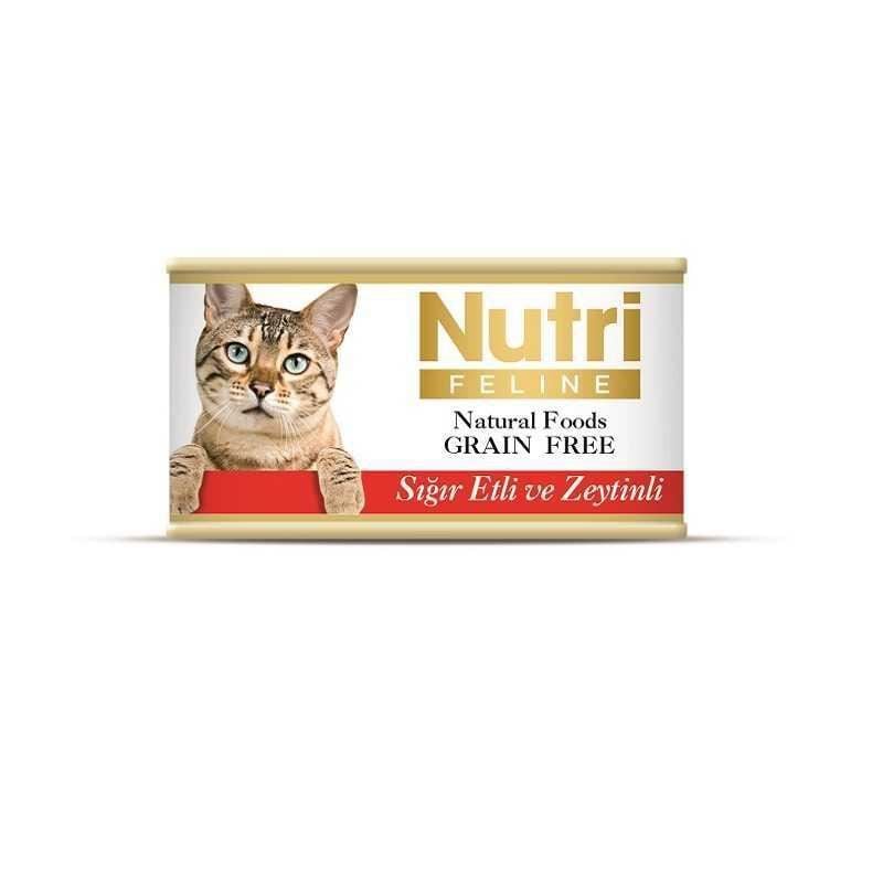 Nutri Feline Tahılsız Sığır Etli Ve Zeytinli Yetişkin Kedi Konservesi 85gr