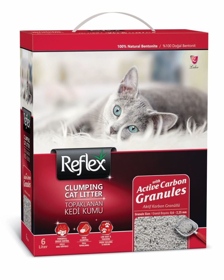 Reflex Box Aktif Karbonlu Granül Kedi Kumu Kırmızı 6 Lt