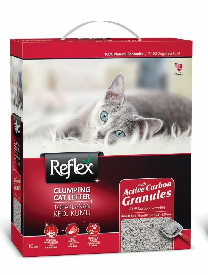 Reflex Box Aktif Karbonlu Granül Kedi Kumu Kırmızı 10 Lt