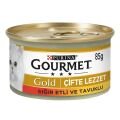 Gourmet Gold Çifte Lezzet Sığır ve Tavuklu Kedi Konserve Maması 85 Gr