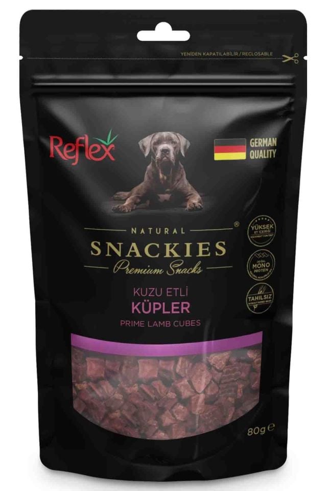 Reflex Snackies Natural Kuzu Etli Küp Tahılsız Köpek Ödülü 80gr