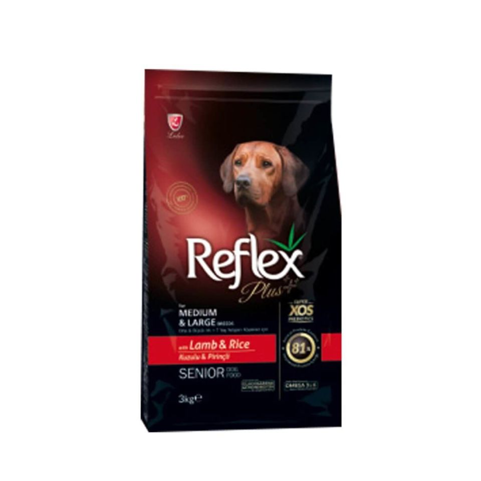 Reflex Plus Orta ve Büyük Irk 7+ Yaş için Kuzu Etli Yaşlı Köpek Maması 3 kg