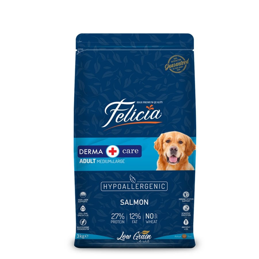 Felicia Yetişkin Somonlu M/Large Az Tahıllı Kuru Köpek Maması 3 Kg