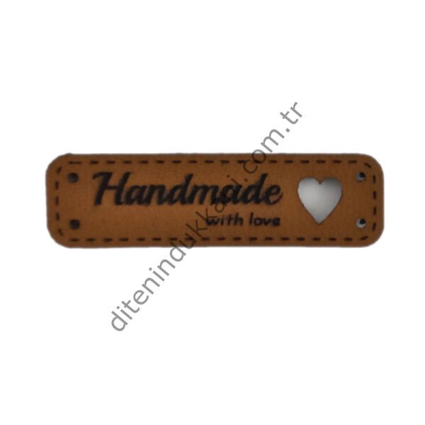 Deri Etiket - Handmade with Love - 20 Adet