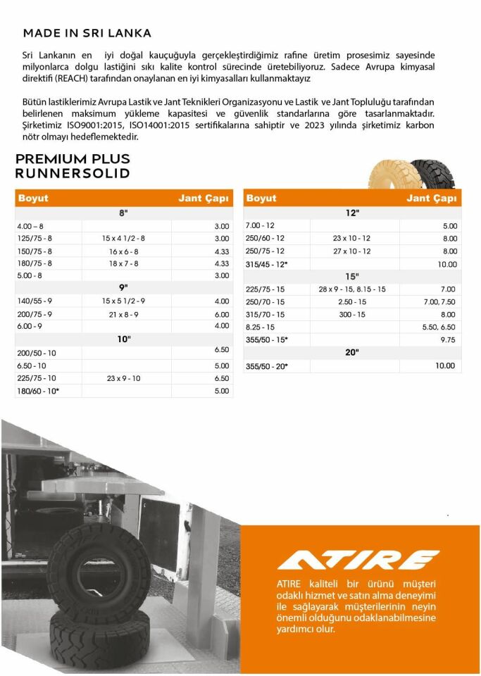 Atire Ringless Premium Plus Runner Solid Non-Marking Solid Forklift Tire