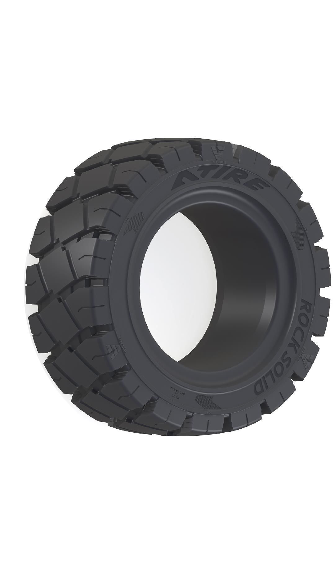 Premium Plus Rock Solid Black Solid Forklift Tire with Atire Circlip