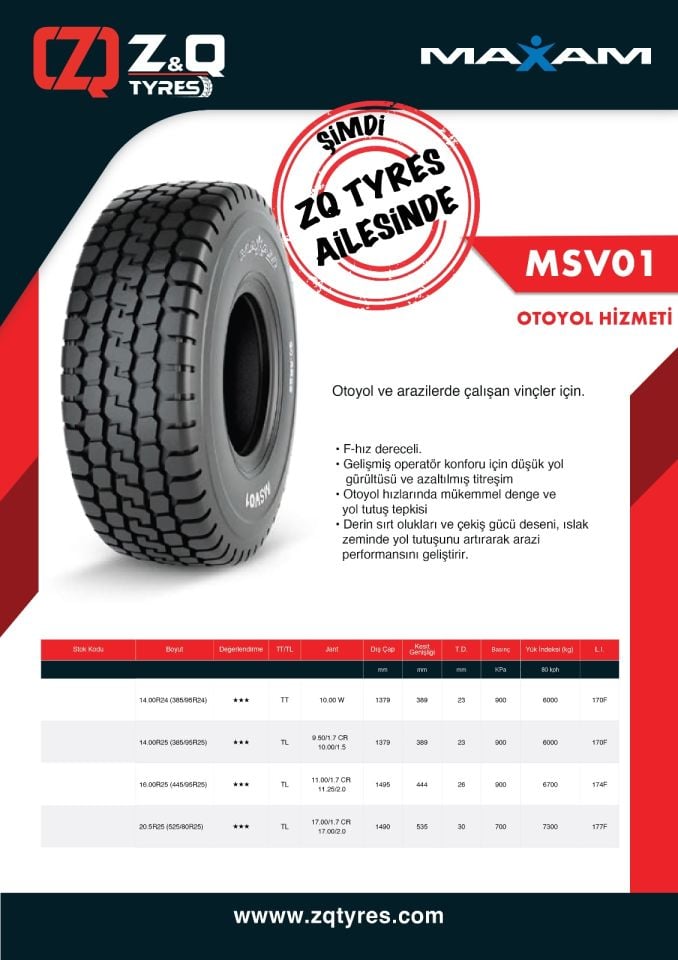 Maxam MSV01 Vinç Lastiği