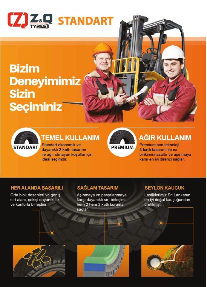 Atire Segmansız Standart Achiever İz Bırakmayan Forklift Lastiği