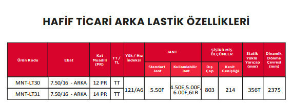 ZQ MONTANA   LTR-200 <BR> Hafif Ticari Arka Lastiği