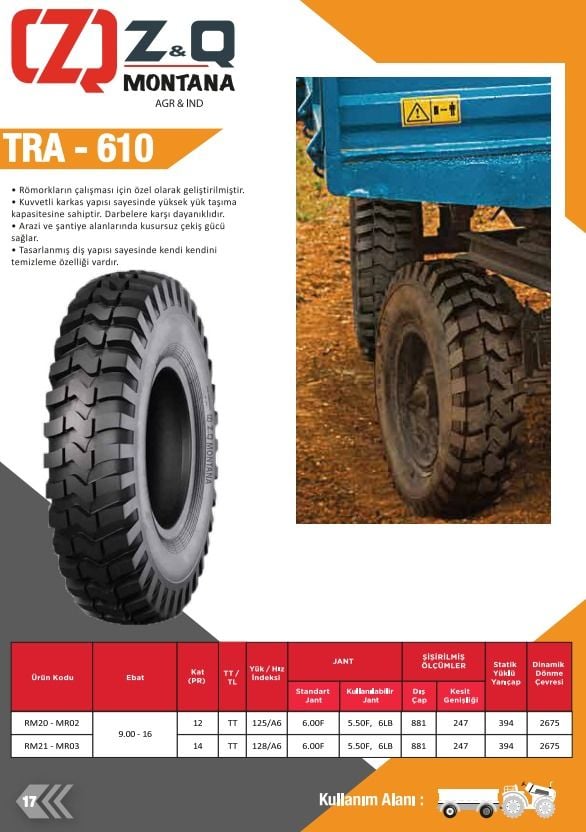 ZQ MONTANA    TRA-610  <BR> Römork  Lastiği