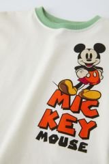 Yeni Sezon Erkek Çocuk Mickey Mouse Baskılı Pamuklu Bisiklet Yaka Beyaz-Yeşil Renkli Alt-Üst Şortlu Takım