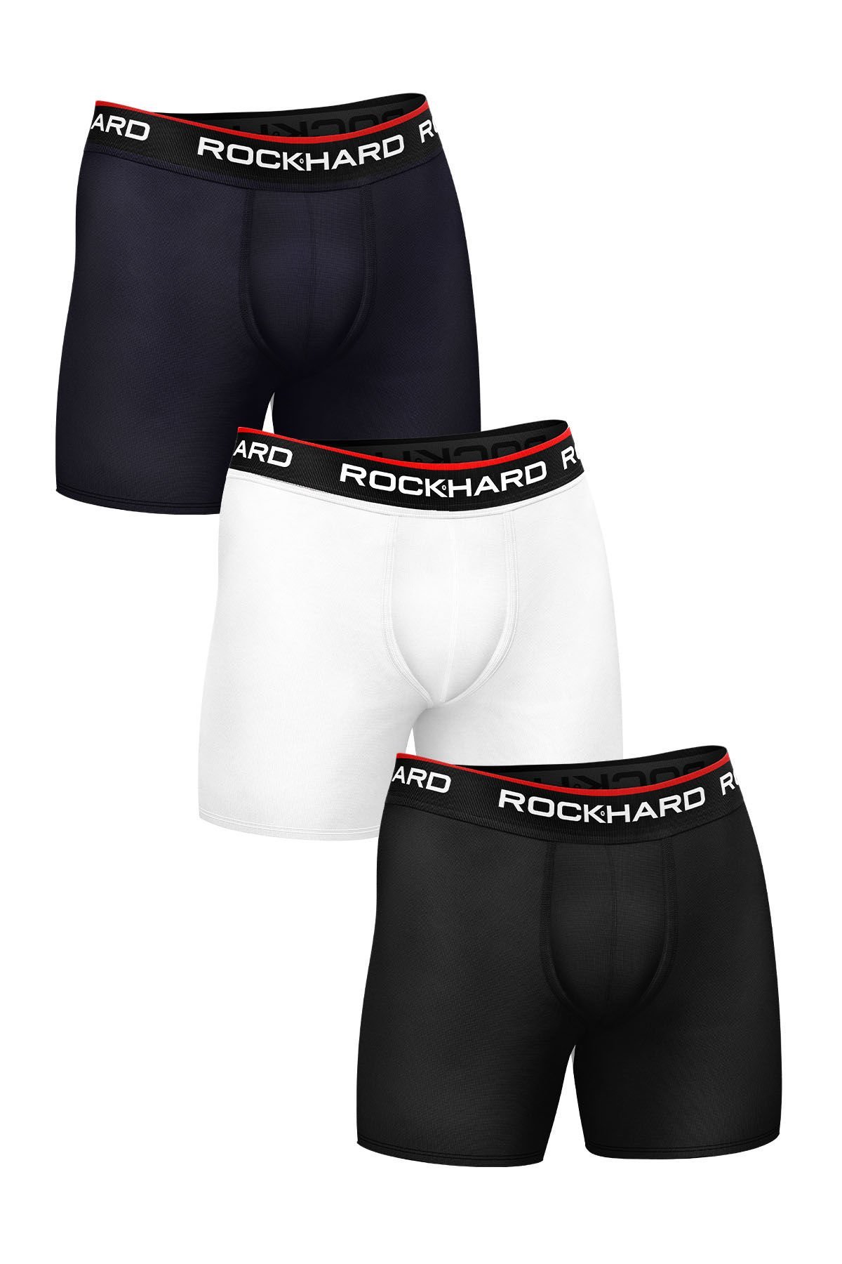 RockHard Erkek Siyah Beyaz Lacivert Boxer 3'Lü Paket R7001