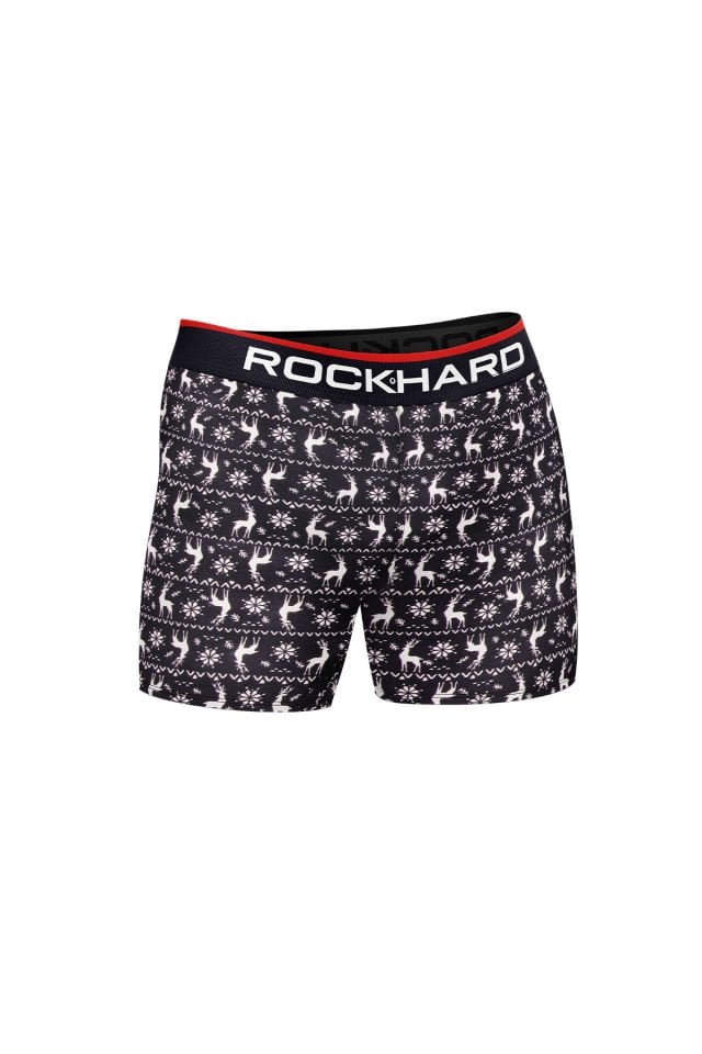 RockHard Erkek Yılbaşı Kırmızı Siyah Lacivert Boxer 3'Lü Paket R7003-1