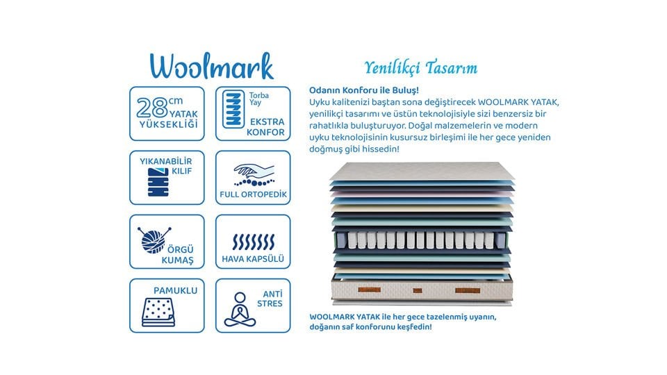 Wool Mark Yatak 100*200