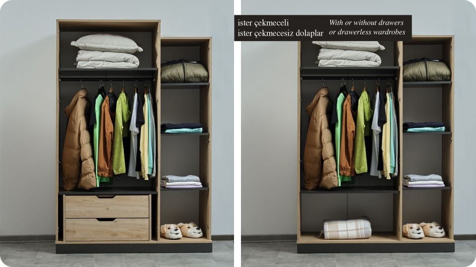 Boss 3 Lü Ahşap Kapaklı Dolap