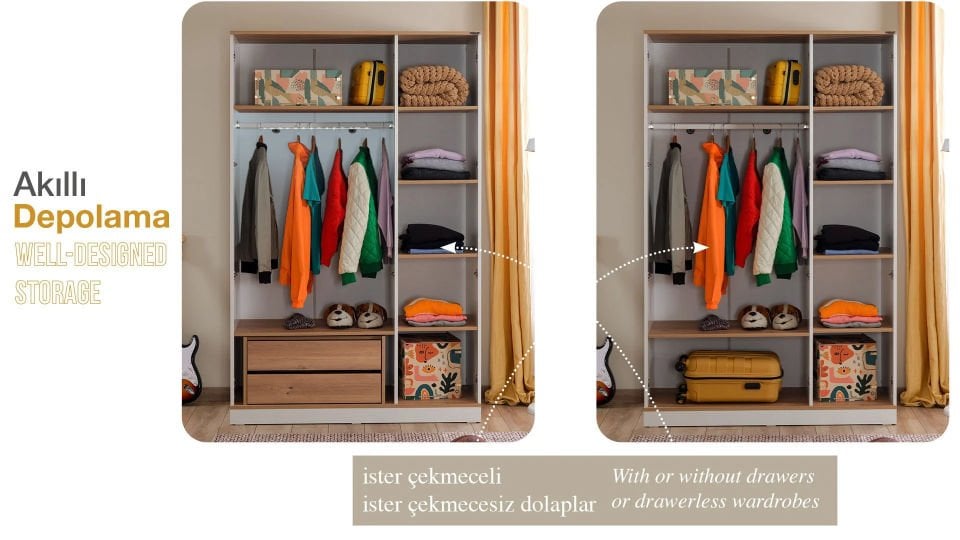 Bella 3 Kapaklı Dolap