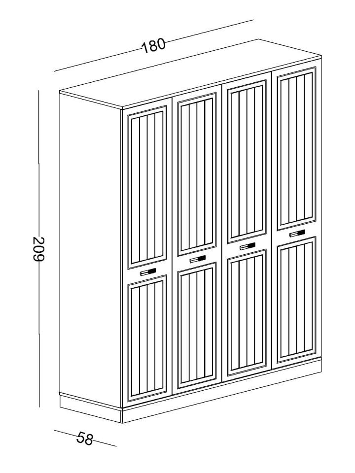 Bella 4 Kapaklı Dolap
