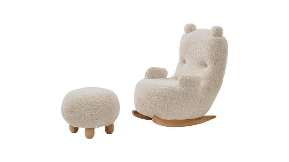 Panda Sallanan Sandalye + Puf  Krem