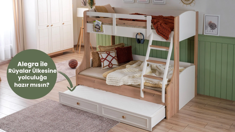 Alegra Ranza Alt : 120x200 Üst : 90x200 + Ranza Alt Karyola 90*190