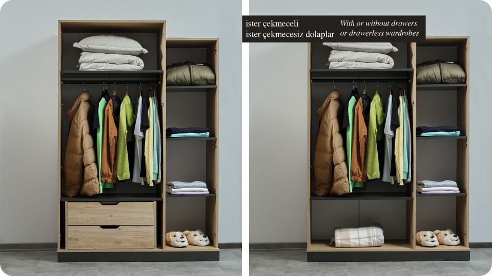 Boss 3 Lü Cam Kapaklı Dolap