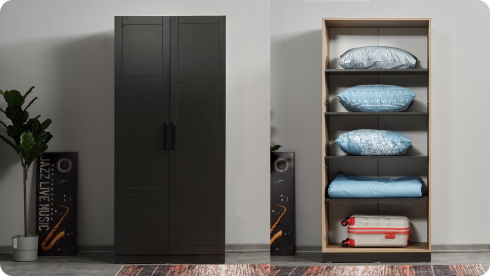 Boss 2 Li Ahşap Kapaklı Dolap Raflı