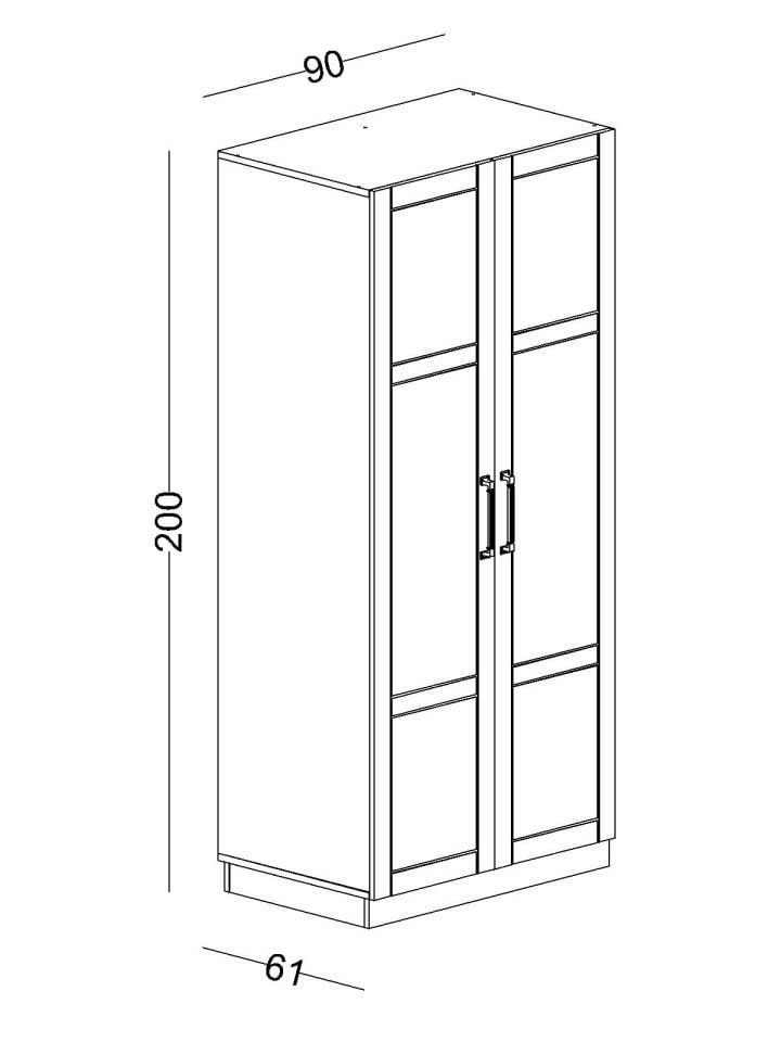 Boss 2 Li Ahşap Kapaklı Dolap Raflı